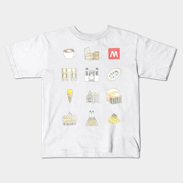 Rome Icons Kids T-Shirt by buhloop.icons